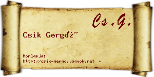 Csik Gergő névjegykártya